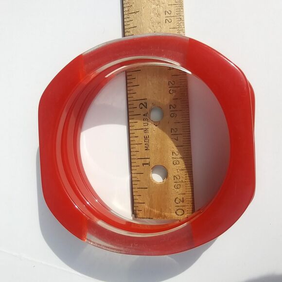 Vintage Acrylic Stacking Bangles, Red & Clear, Set of 3 - Picture 4 of 4